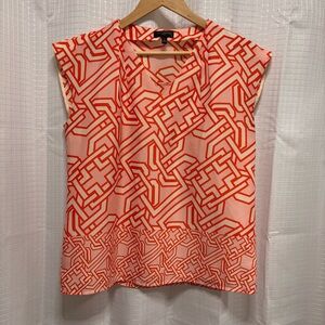 The Limited Blouse sleeveless cap sleeve Geometric Orange cream Women S Petite